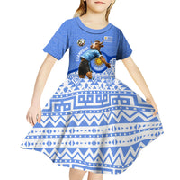 Personalized Uruguay Soccer Champions Kid Short Sleeve Dress Uruguayan Football Sun Of May Bull Mascot