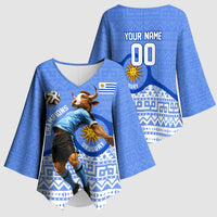 Personalized Uruguay Soccer Champions Kimono Sleeve Blouse Uruguayan Football Sun Of May Bull Mascot