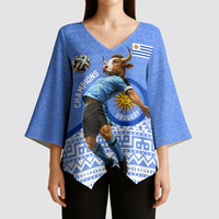 Personalized Uruguay Soccer Champions Kimono Sleeve Blouse Uruguayan Football Sun Of May Bull Mascot