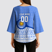 Personalized Uruguay Soccer Champions Kimono Sleeve Blouse Uruguayan Football Sun Of May Bull Mascot