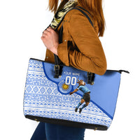 Personalized Uruguay Soccer Champions Leather Tote Bag Uruguayan Football Sun Of May Bull Mascot