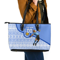 Personalized Uruguay Soccer Champions Leather Tote Bag Uruguayan Football Sun Of May Bull Mascot