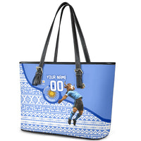 Personalized Uruguay Soccer Champions Leather Tote Bag Uruguayan Football Sun Of May Bull Mascot