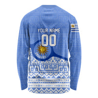 Personalized Uruguay Soccer Champions Long Sleeve Shirt Uruguayan Football Sun Of May Bull Mascot
