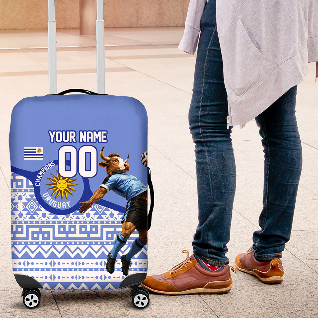 Personalized Uruguay Soccer Champions Luggage Cover Uruguayan Football Sun Of May Bull Mascot