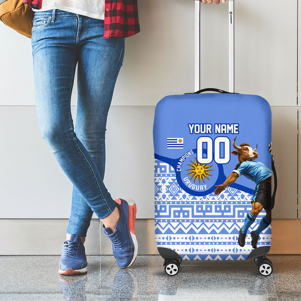Personalized Uruguay Soccer Champions Luggage Cover Uruguayan Football Sun Of May Bull Mascot