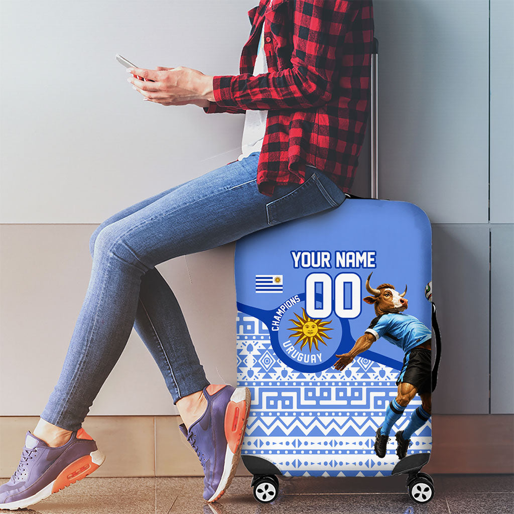 Personalized Uruguay Soccer Champions Luggage Cover Uruguayan Football Sun Of May Bull Mascot