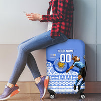 Personalized Uruguay Soccer Champions Luggage Cover Uruguayan Football Sun Of May Bull Mascot