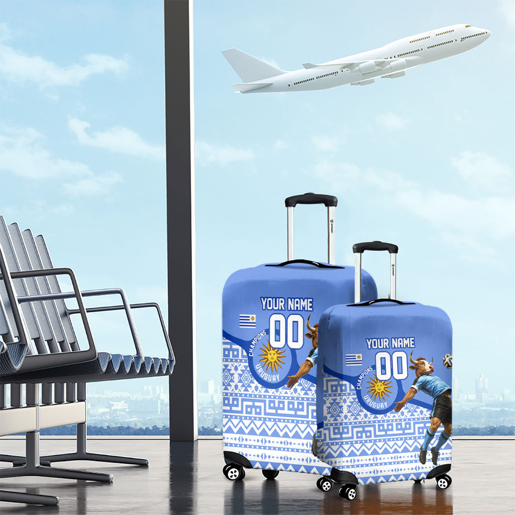 Personalized Uruguay Soccer Champions Luggage Cover Uruguayan Football Sun Of May Bull Mascot