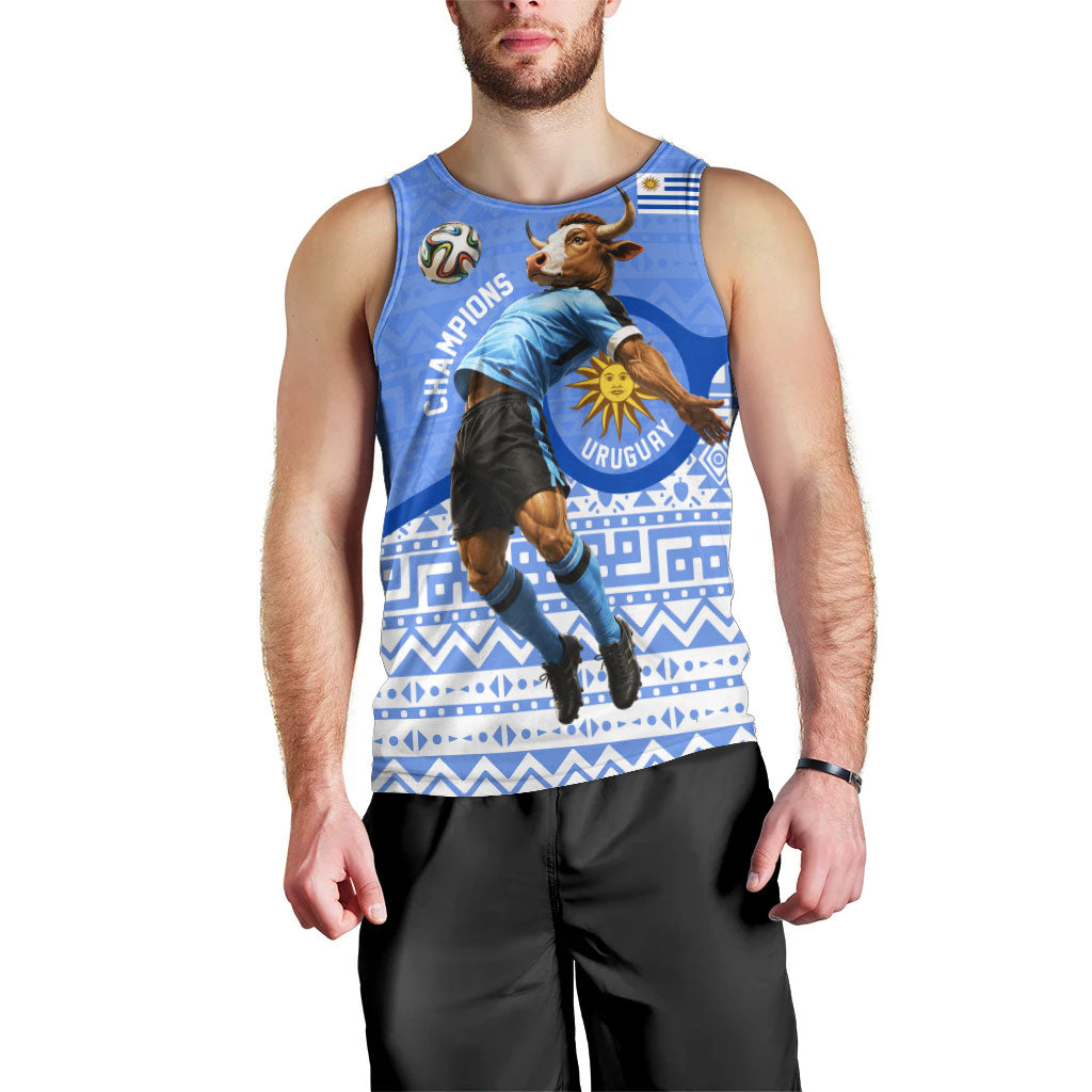 Personalized Uruguay Soccer Champions Men Tank Top Uruguayan Football Sun Of May Bull Mascot