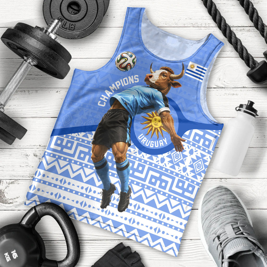 Personalized Uruguay Soccer Champions Men Tank Top Uruguayan Football Sun Of May Bull Mascot