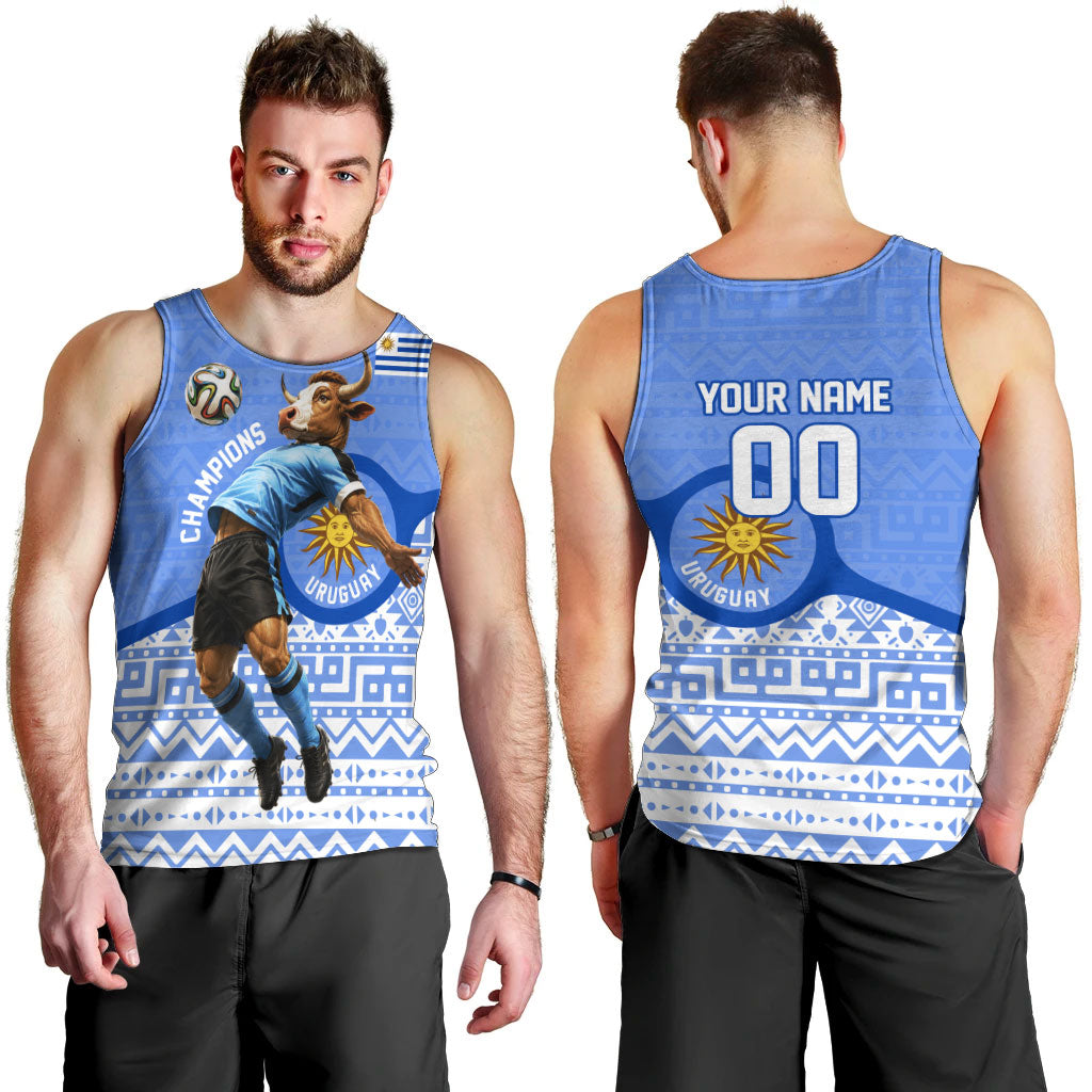 Personalized Uruguay Soccer Champions Men Tank Top Uruguayan Football Sun Of May Bull Mascot