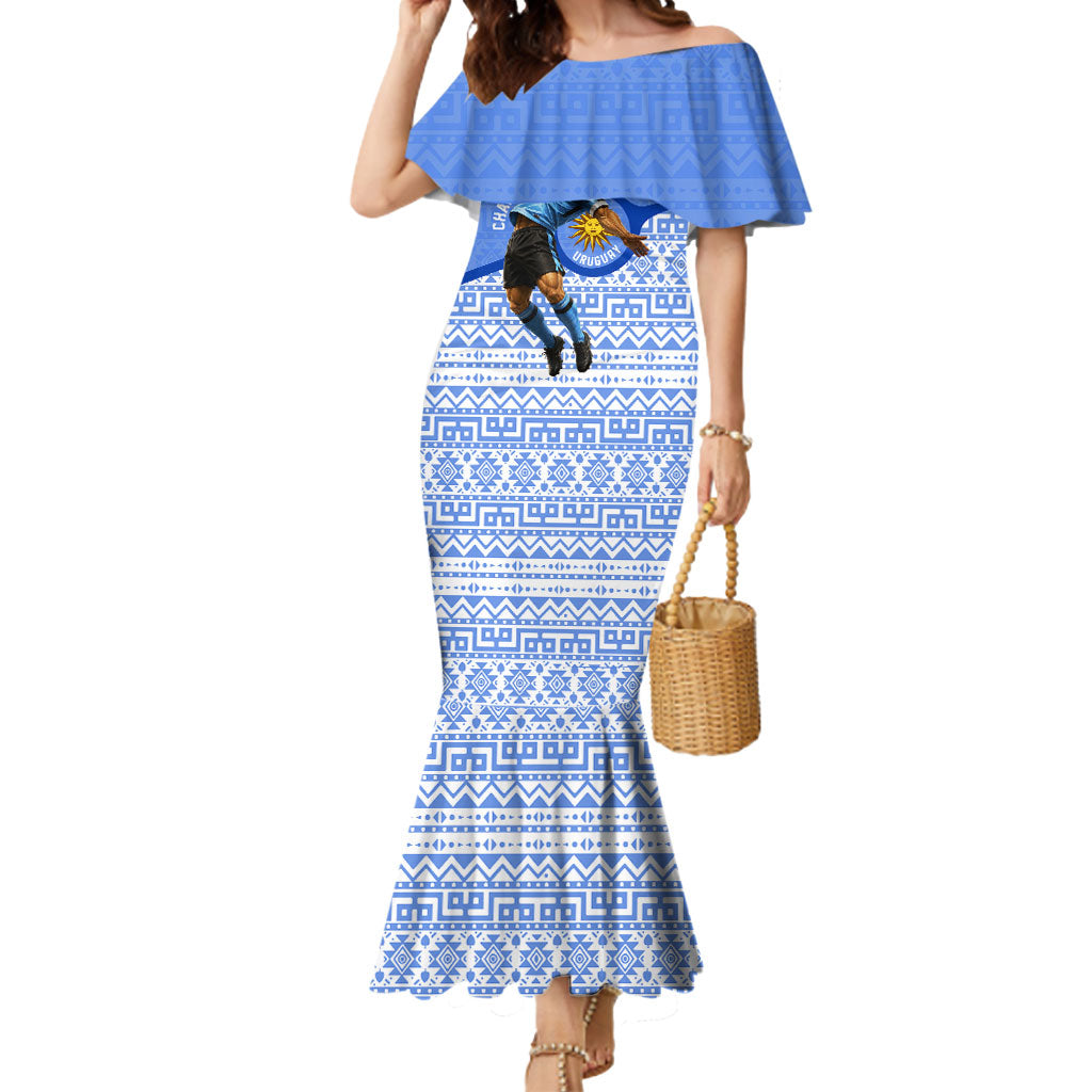 Personalized Uruguay Soccer Champions Mermaid Dress Uruguayan Football Sun Of May Bull Mascot