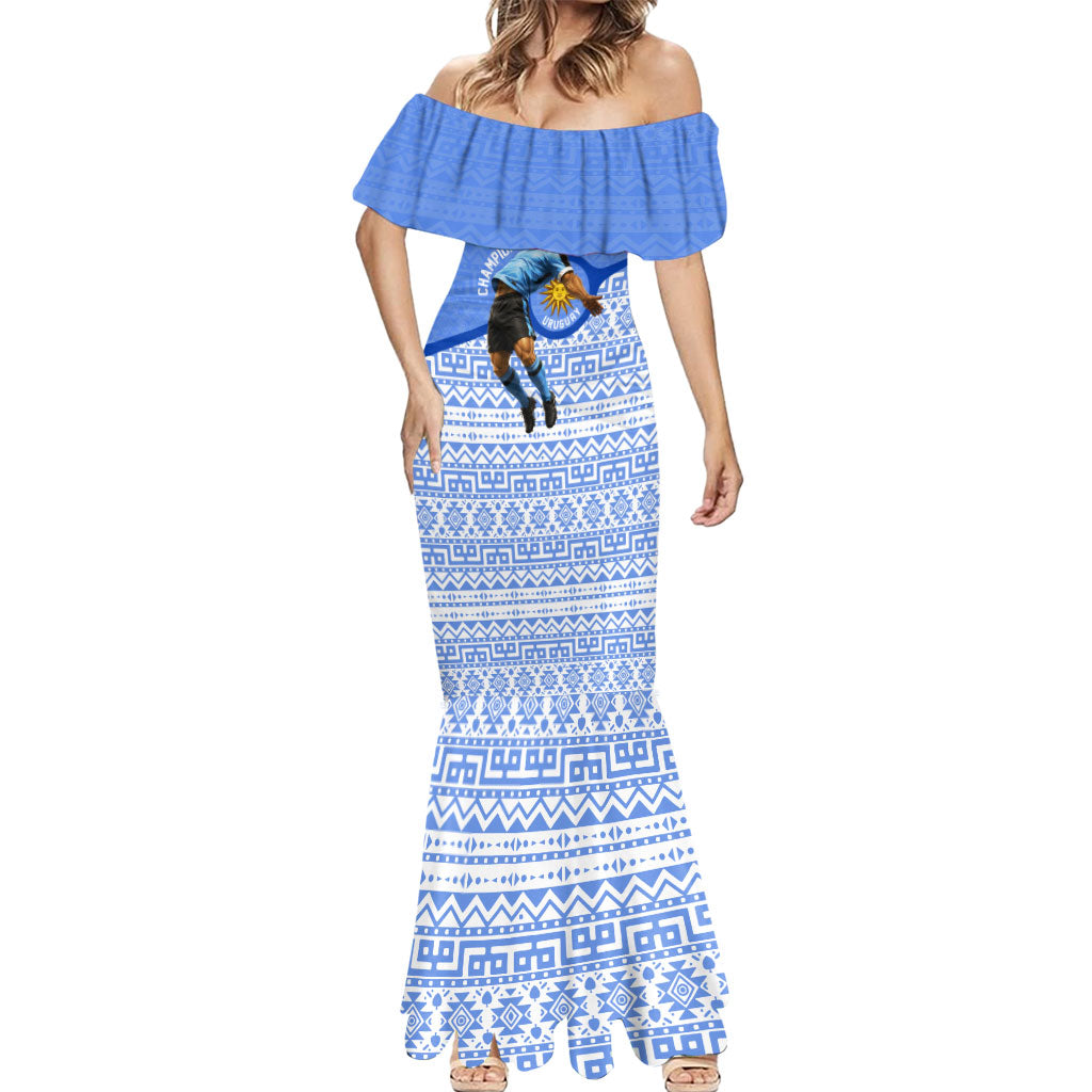 Personalized Uruguay Soccer Champions Mermaid Dress Uruguayan Football Sun Of May Bull Mascot