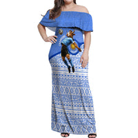 Personalized Uruguay Soccer Champions Off Shoulder Maxi Dress Uruguayan Football Sun Of May Bull Mascot