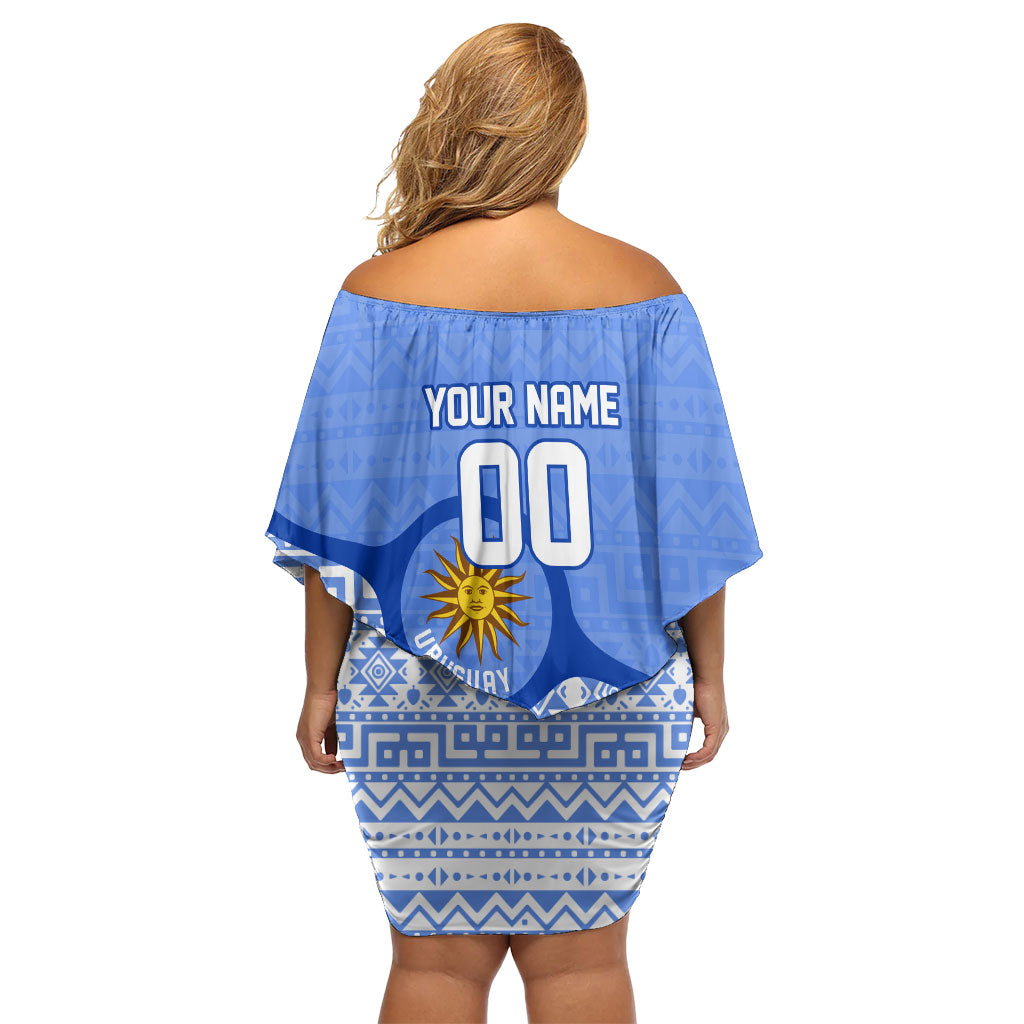 Personalized Uruguay Soccer Champions Off Shoulder Short Dress Uruguayan Football Sun Of May Bull Mascot