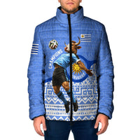 Personalized Uruguay Soccer Champions Padded Jacket Uruguayan Football Sun Of May Bull Mascot