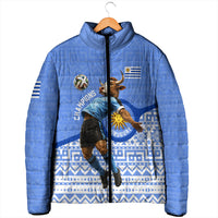 Personalized Uruguay Soccer Champions Padded Jacket Uruguayan Football Sun Of May Bull Mascot