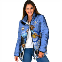 Personalized Uruguay Soccer Champions Padded Jacket Uruguayan Football Sun Of May Bull Mascot