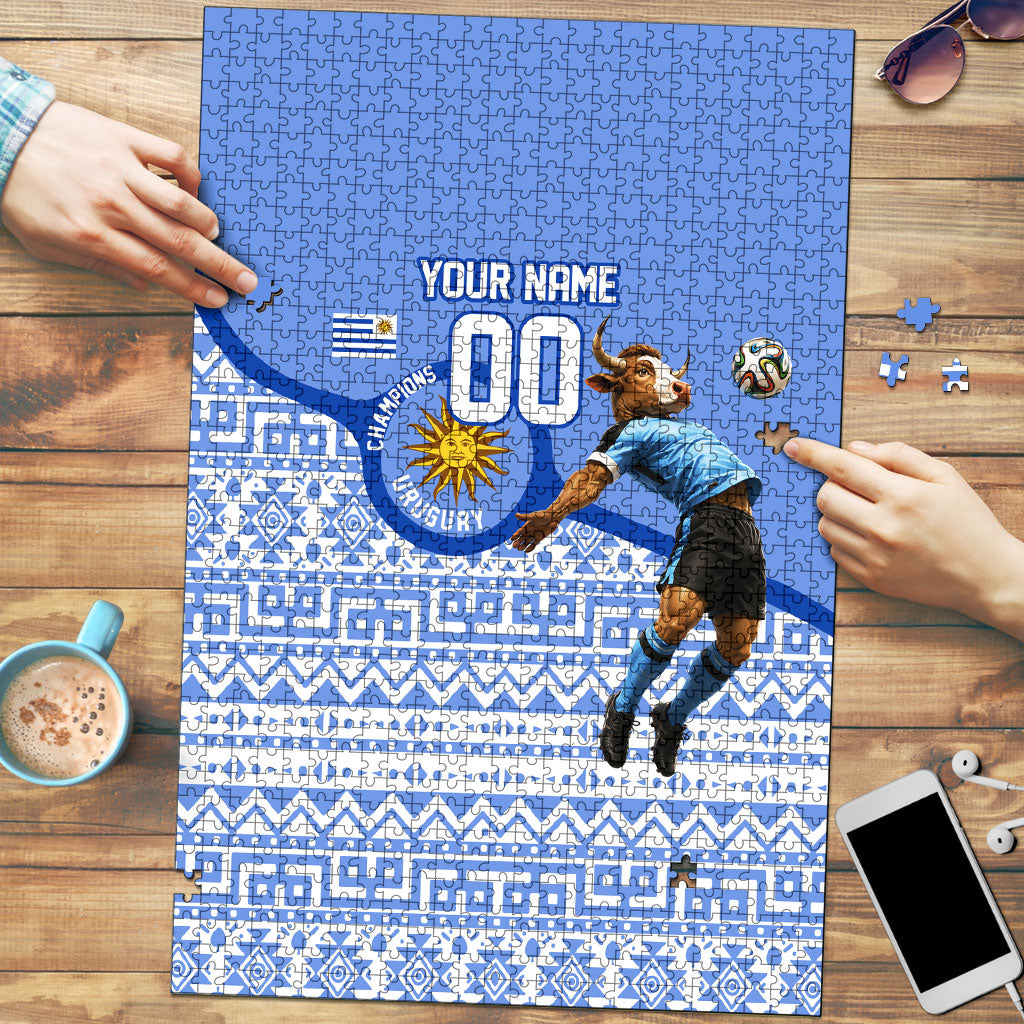 Personalized Uruguay Soccer Champions Puzzle Uruguayan Football Sun Of May Bull Mascot