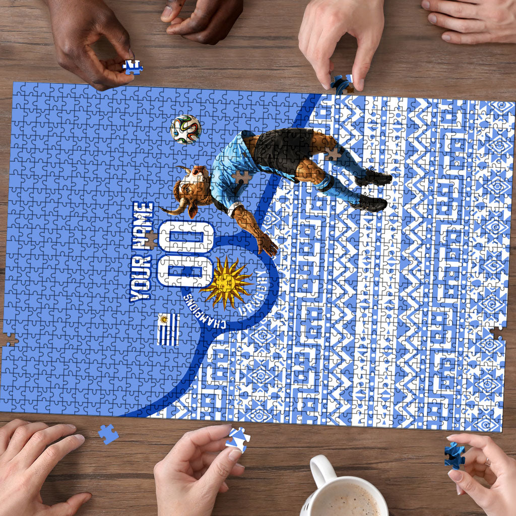 Personalized Uruguay Soccer Champions Puzzle Uruguayan Football Sun Of May Bull Mascot
