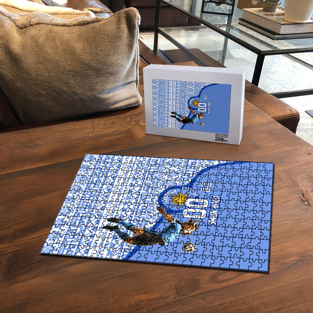 Personalized Uruguay Soccer Champions Puzzle Uruguayan Football Sun Of May Bull Mascot