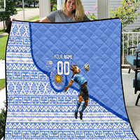 Personalized Uruguay Soccer Champions Quilt Uruguayan Football Sun Of May Bull Mascot