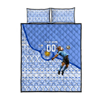 Personalized Uruguay Soccer Champions Quilt Bed Set Uruguayan Football Sun Of May Bull Mascot