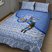 Personalized Uruguay Soccer Champions Quilt Bed Set Uruguayan Football Sun Of May Bull Mascot