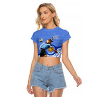 Personalized Uruguay Soccer Champions Raglan Cropped T Shirt Uruguayan Football Sun Of May Bull Mascot
