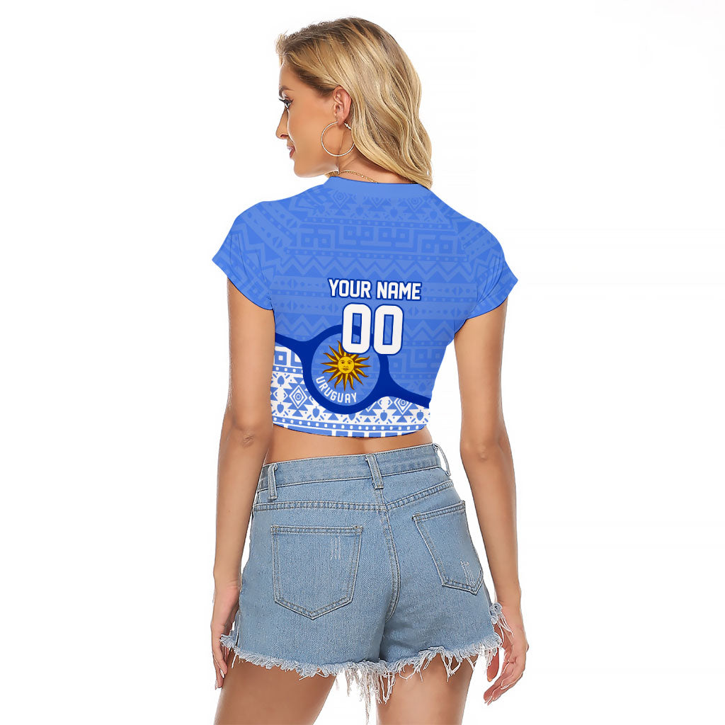 Personalized Uruguay Soccer Champions Raglan Cropped T Shirt Uruguayan Football Sun Of May Bull Mascot