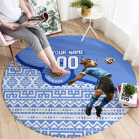 Personalized Uruguay Soccer Champions Round Carpet Uruguayan Football Sun Of May Bull Mascot