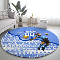 Personalized Uruguay Soccer Champions Round Carpet Uruguayan Football Sun Of May Bull Mascot