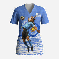 Personalized Uruguay Soccer Champions Scrub Top Uruguayan Football Sun Of May Bull Mascot