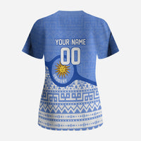 Personalized Uruguay Soccer Champions Scrub Top Uruguayan Football Sun Of May Bull Mascot