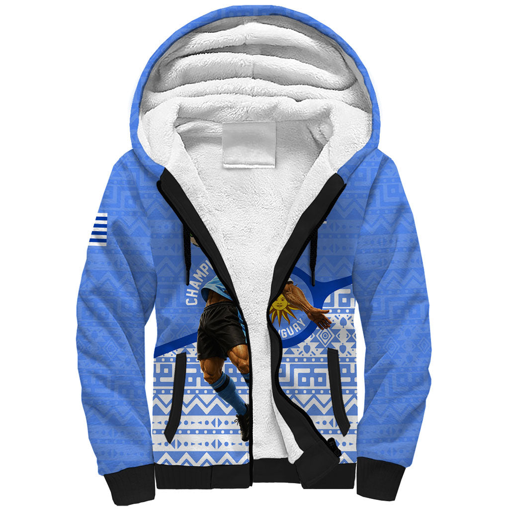 Personalized Uruguay Soccer Champions Sherpa Hoodie Uruguayan Football Sun Of May Bull Mascot
