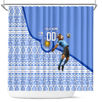 Personalized Uruguay Soccer Champions Shower Curtain Uruguayan Football Sun Of May Bull Mascot