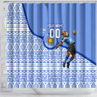 Personalized Uruguay Soccer Champions Shower Curtain Uruguayan Football Sun Of May Bull Mascot