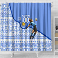 Personalized Uruguay Soccer Champions Shower Curtain Uruguayan Football Sun Of May Bull Mascot