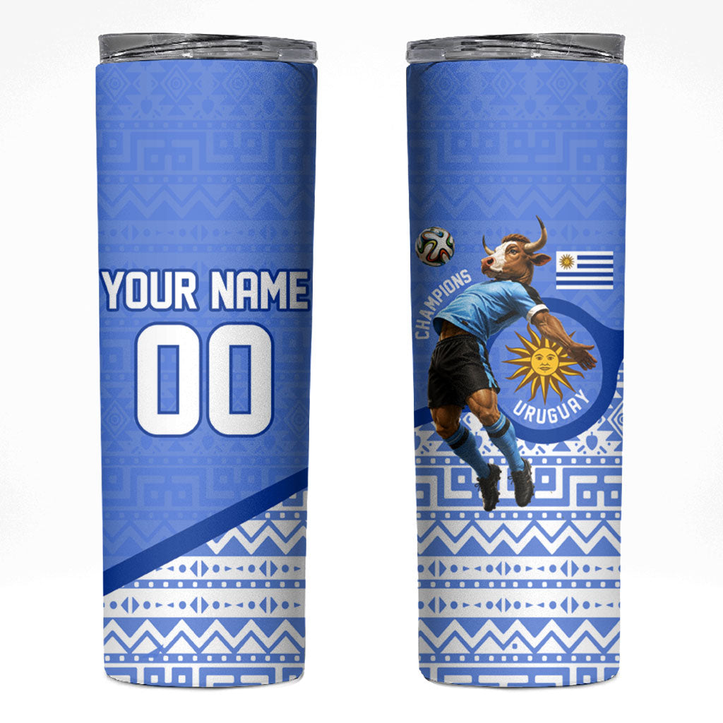 Personalized Uruguay Soccer Champions Skinny Tumbler Uruguayan Football Sun Of May Bull Mascot