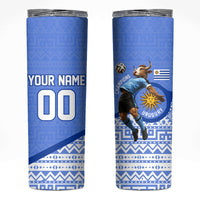 Personalized Uruguay Soccer Champions Skinny Tumbler Uruguayan Football Sun Of May Bull Mascot