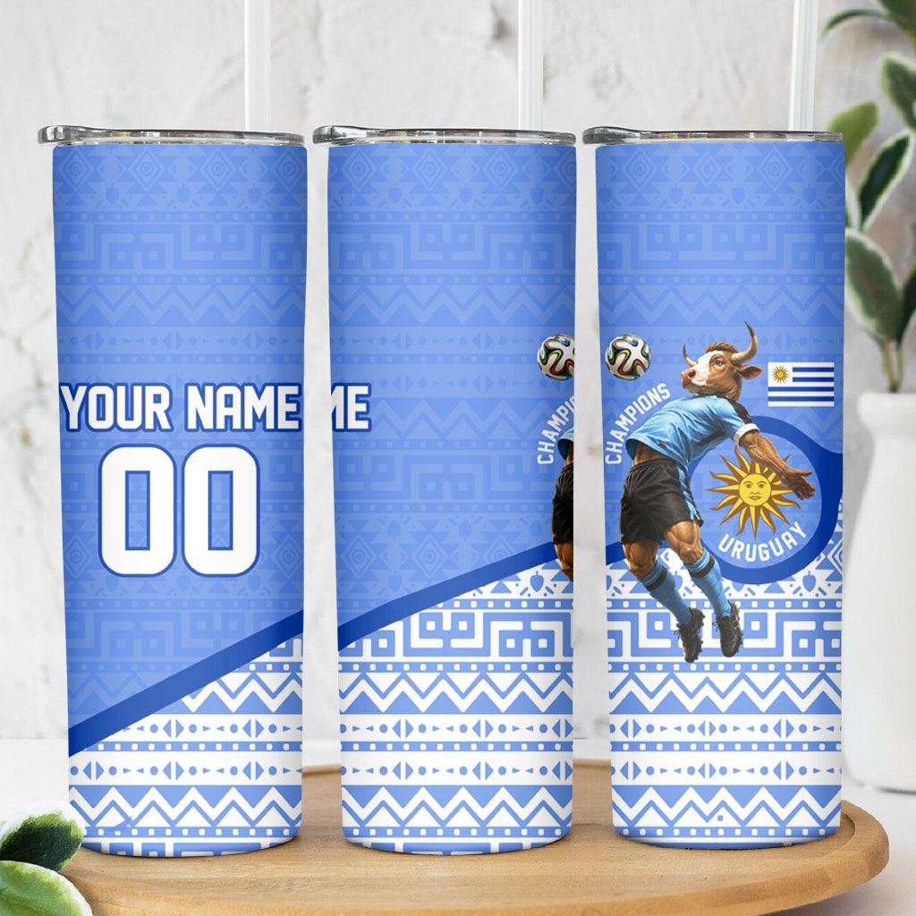 Personalized Uruguay Soccer Champions Skinny Tumbler Uruguayan Football Sun Of May Bull Mascot