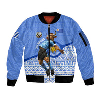 Personalized Uruguay Soccer Champions Sleeve Zip Bomber Jacket Uruguayan Football Sun Of May Bull Mascot