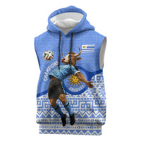 Personalized Uruguay Soccer Champions Sleeveless Hoodie Uruguayan Football Sun Of May Bull Mascot