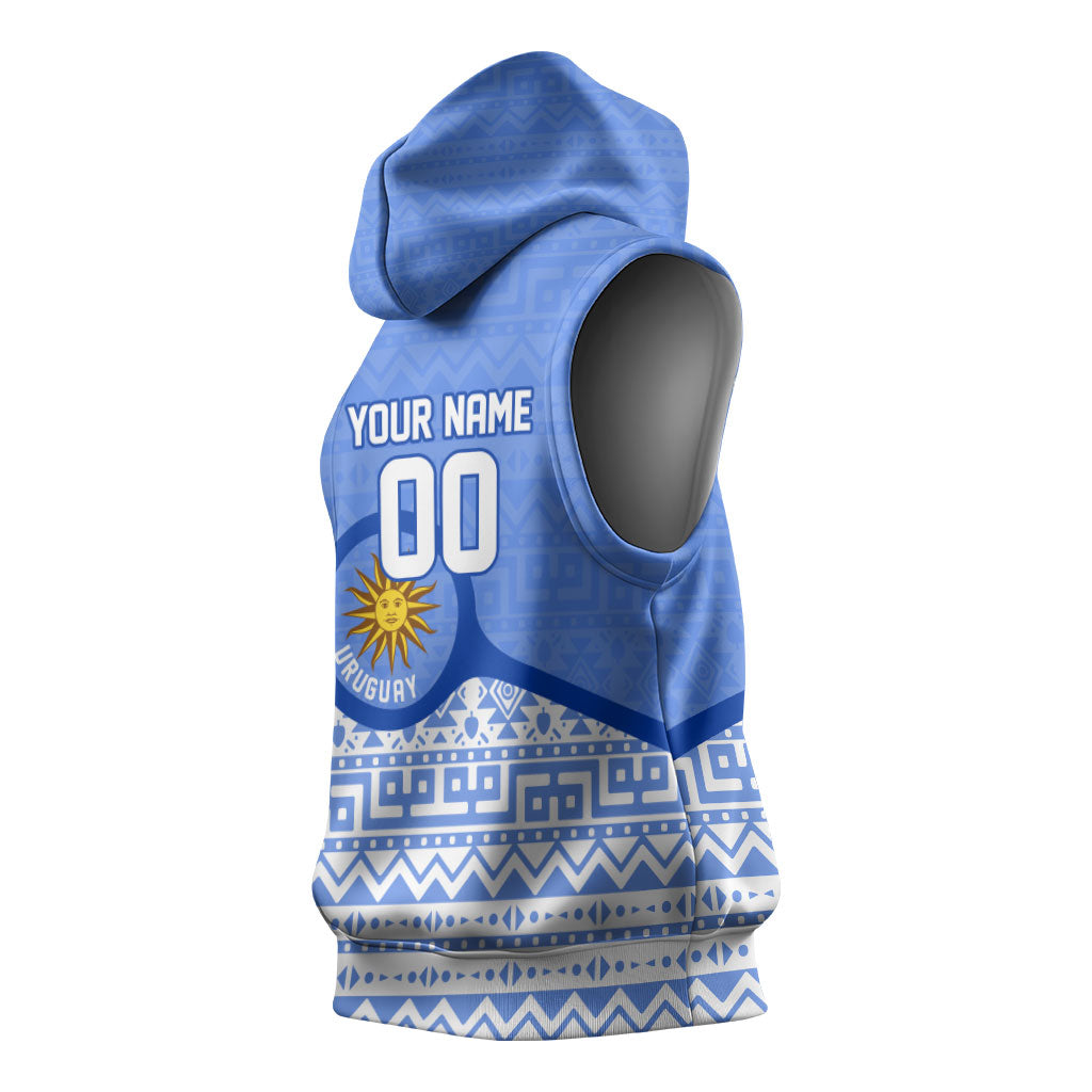 Personalized Uruguay Soccer Champions Sleeveless Hoodie Uruguayan Football Sun Of May Bull Mascot