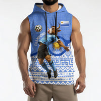 Personalized Uruguay Soccer Champions Sleeveless Hoodie Uruguayan Football Sun Of May Bull Mascot