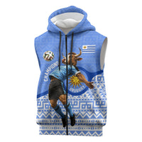 Personalized Uruguay Soccer Champions Sleeveless Zip Hoodie Uruguayan Football Sun Of May Bull Mascot