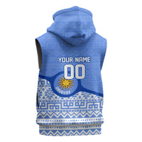 Personalized Uruguay Soccer Champions Sleeveless Zip Hoodie Uruguayan Football Sun Of May Bull Mascot