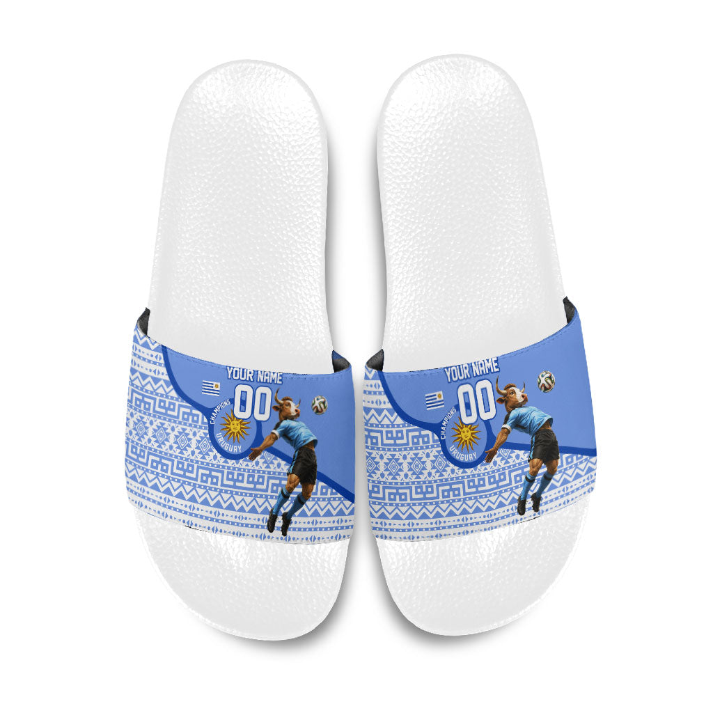 Personalized Uruguay Soccer Champions Slide Sandals Uruguayan Football Sun Of May Bull Mascot