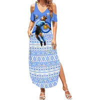 Personalized Uruguay Soccer Champions Summer Maxi Dress Uruguayan Football Sun Of May Bull Mascot